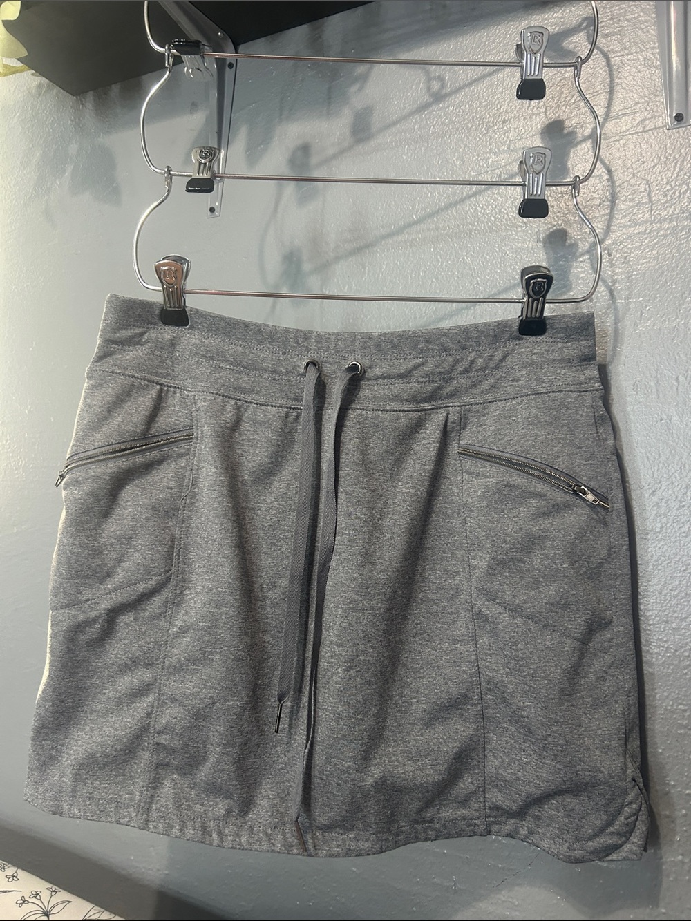 Tangerine Gray Drawstring Mini Skirt with Zip Pockets